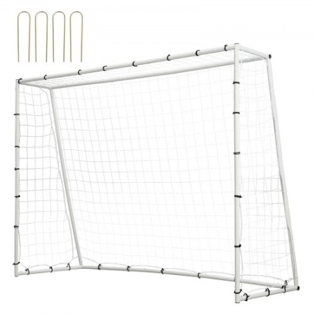 Soccer Rebound Trainer, 8x6FT Iron Soccer Training Equipment, Sports Football Rebounder Wall with Double-Sided Rebounding Net &