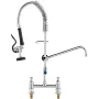 Commercial Faucet with Pre-Rinse Sprayer, 26" (66 cm) Height, 8" (20.3 cm) Center, 12" (30.5 cm) Swing Spout, Deck Mount Kitchen