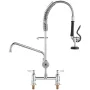 Commercial Faucet with Pre-Rinse Sprayer, 26" (66 cm) Height, 8" (20.3 cm) Center, 12" (30.5 cm) Swing Spout, Deck Mount Kitchen