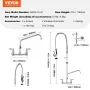 Commercial Faucet with Pre-Rinse Sprayer, 47" Height, 8" Center, 12" Swing Spout, Wall Mount Kitchen Sink Faucet, Brass Construc