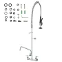 Commercial Faucet with Pre-Rinse Sprayer, 47" Height, 8" Center, 12" Swing Spout, Wall Mount Kitchen Sink Faucet, Brass Construc