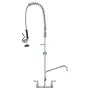 Commercial Faucet with Pre-Rinse Sprayer, 47" Height, 8" Center, 12" Swing Spout, Wall Mount Kitchen Sink Faucet, Brass Construc