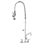 Commercial Faucet with Pre-Rinse Sprayer, 47" Height, 8" Center, 12" Swing Spout, Wall Mount Kitchen Sink Faucet, Brass Construc