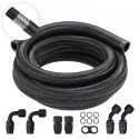 10AN Fuel Line Kit, 10 FT Fuel Hose Kit, 0.55" Nylon Stainless Steel Braided Fuel Line Oil/Gas/Diesel Hose End Fitting Kit,