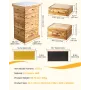 Bee Hive 40 Frame Bee Hives Starter Kit, Beeswax Coated Fir Wood, 2 Deep + 2 Medium Bee Boxes Langstroth Beehive Kit, Transparen