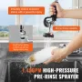 Commercial Faucet with Pre-Rinse Sprayer, 44" Height, 8" Center, 12" Swing Spout, Deck Mount Kitchen Sink Faucet, Brass Construc
