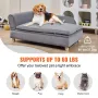 Pet Sofa, Dog Couch for Large-Sized Dogs and Cats, Soft Velvety Dog Sofa Bed, 110 lbs Loading Cat Sofa, Grey