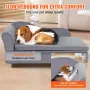 Pet Sofa, Dog Couch for Large-Sized Dogs and Cats, Soft Velvety Dog Sofa Bed, 110 lbs Loading Cat Sofa, Grey