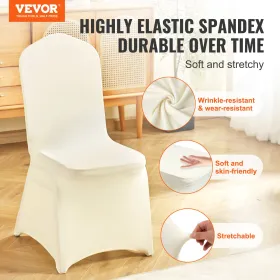 50PCS Ivory White, Stretch Spandex Folding Chair Covers, Universal Fitted Chair Cover, Removable Washable Protective