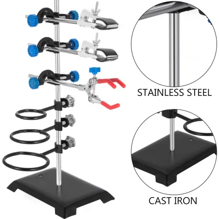 60CM Laboratory Stand Metalware Set Support Condenser Stand Clamp Flask Condenser Bottle Tube Clamp Clip Set