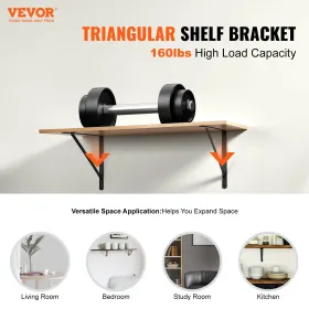 Shelf Bracket, 18 x 12 in 12 Pcs, Heavy Duty Floating Shelf Brackets, Brackets for Shelves, 3mm Thick Matte Black Triangle