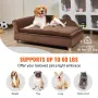 Pet Sofa, Dog Couch for Large-Sized Dogs and Cats, Soft Velvety Dog Sofa Bed, 110 lbs (49.9 kg) Loading Cat Sofa, Dark Brown