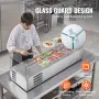 Refrigerated Condiment Prep Station, 150 W Countertop Refrigerated Condiment Station, with 3 1/3 Pans & 4 1/6 Pans, 304 Stainles