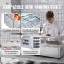 Refrigerated Condiment Prep Station, 150 W Countertop Refrigerated Condiment Station, with 3 1/3 Pans & 4 1/6 Pans, 304 Stainles