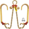 V Bridle Chain, 5/16 in x 2 ft Bridle Tow Chain, Grade 80 V-Bridle Transport Chain, 9260 Lbs Break Strength with TJ Hooks and