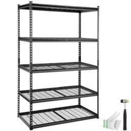 Opbevaringshylderenhed, 5-lags justerbar, 2000 lbs kapacitet, tunge garagehylder Metalarrangør Wire Rack, Black, 48 "L