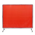 Welding Screen with Frame, 6' x 8' Welding Curtain Screen, Flame-Resistant Vinyl Welding Protection Screen on 4 Swivel Wheels