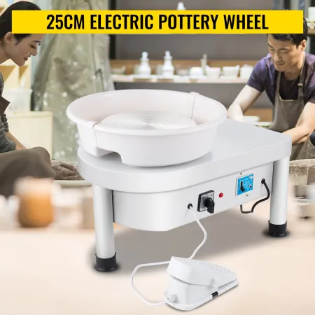 Pottery Wheel 25CM Pottery Forming Machine 280W Electric Pottery Wheel with Foot Pedal and Detachable Basin Shaping Tool Set for