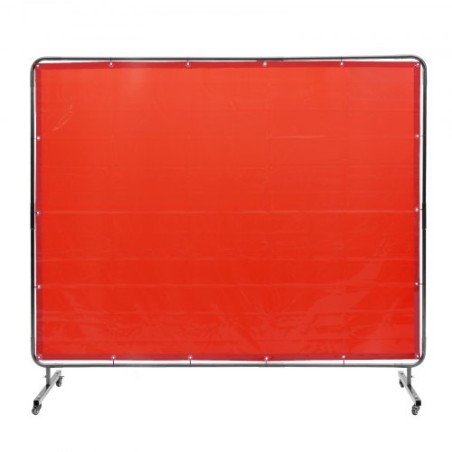 Welding Screen with Frame, 6' x 8' Welding Curtain Screen, Flame-Resistant Vinyl Welding Protection Screen on 4 Swivel Wheels