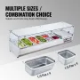 Refrigerated Condiment Prep Station, 155 W Countertop Refrigerated Condiment Station, with 4 1/3 Pans & 4 1/6 Pans, 304 Stainles
