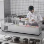 Refrigerated Condiment Prep Station, 155 W Countertop Refrigerated Condiment Station, with 4 1/3 Pans & 4 1/6 Pans, 304 Stainles