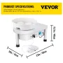 Keramikhjul 25 cm keramikdannende maskine 280W elektrisk