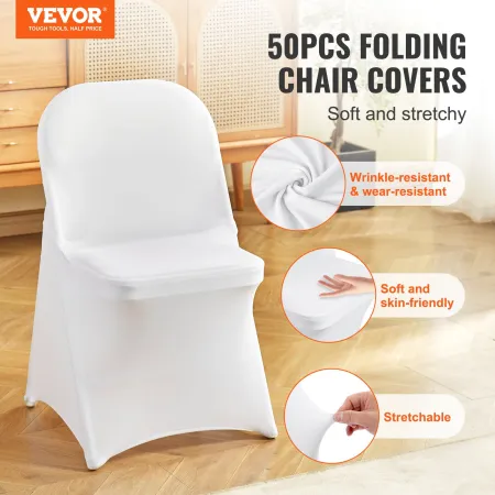 Stretch Spandex Folding Chair Covers, Universal Fitted Chair Cover, Removable Washable Protective Slipcovers, for Wedding, Holid