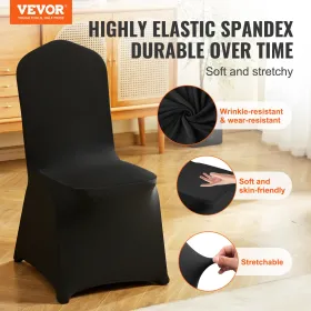 30PCS Black Stretch Spandex Folding Chair Covers, Universal Fitted Chair Cover, Removable Washable Protective Slipcovers, for