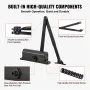 Door Closer, Automatic Door Closer Commercial or Residential Use for Door Weights 68 kg, Adjustable Size Hydraulic Buffer Door C