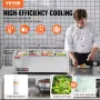 Refrigerated Condiment Prep Station, 145 W Countertop Refrigerated Condiment Station, with 8 1/6 Pans, 304 Stainless Body and PC