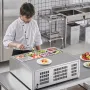 Refrigerated Condiment Prep Station, 145 W Countertop Refrigerated Condiment Station, with 8 1/6 Pans, 304 Stainless Body and PC