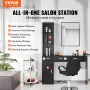 Salon Station, Wall Mount Barber Salon Station for Hair Stylist, Beauty Spa Furniture Set, 1 Storage Cabinet, 3 Open Cubbies and