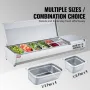 Refrigerated Condiment Prep Station, 155 W Countertop Refrigerated Condiment Station, with 4 1/3 Pans & 4 1/6 Pans, 304 Stainles