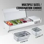 Refrigerated Condiment Prep Station, 150 W Countertop Refrigerated Condiment Station, with 3 1/3 Pans & 4 1/6 Pans, 304 Stainles