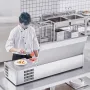Refrigerated Condiment Prep Station, 150 W Countertop Refrigerated Condiment Station, with 3 1/3 Pans & 4 1/6 Pans, 304 Stainles