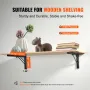 Shelf Bracket Foldable, 24” L 2 Pcs , Heavy Duty Floating Shelf Brackets, Brackets for Shelves, 5mm Thick Matte Black L Shelf Br