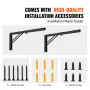 Shelf Bracket Foldable, 24” L 2 Pcs , Heavy Duty Floating Shelf Brackets, Brackets for Shelves, 5mm Thick Matte Black L Shelf Br