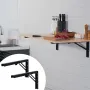 Shelf Bracket Foldable, 24” L 2 Pcs , Heavy Duty Floating Shelf Brackets, Brackets for Shelves, 5mm Thick Matte Black L Shelf Br