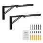 Shelf Bracket Foldable, 24” L 2 Pcs , Heavy Duty Floating Shelf Brackets, Brackets for Shelves, 5mm Thick Matte Black L Shelf Br