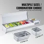Refrigerated Condiment Prep Station, 165 W Countertop Refrigerated Condiment Station, with 5 1/3 Pans & 4 1/6 Pans, 304 Stainles
