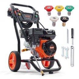 Gas Pressure Washer, 3400 PSI 2.6 GPM, Gas Powered Pressure Washer with Aluminum Pump, Spray Gun and Extension Wand, 5 Quick
