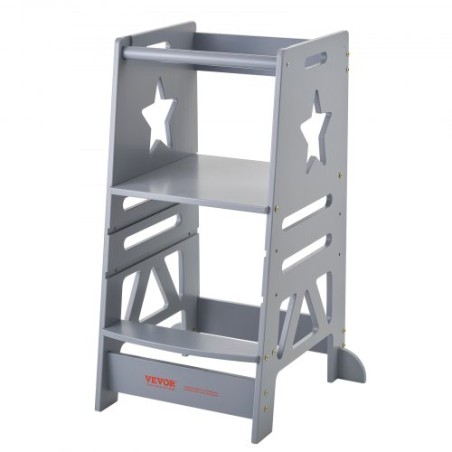 Tower Step Stool for Toddlers Kids 3-Level Height Adjustable 350LBS Gray