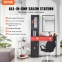 Salon Station, Wall Mount Barber Salon Station for Hair Stylist, Beauty Spa Furniture Set, 1 Storage Cabinet, 3 Cubbies and 2 Dr