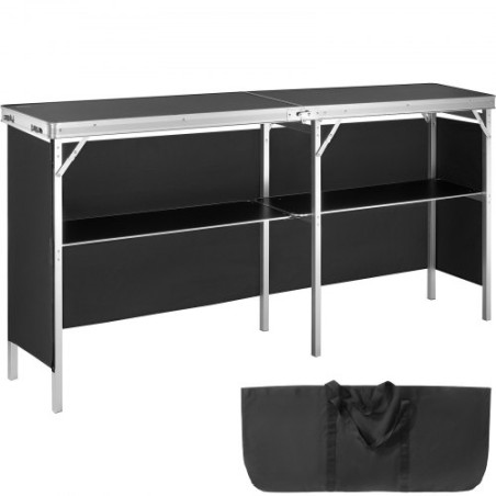 Portable Tradeshow Podium Table, 77.95" x 15.16" x 34.65", Display Exhibition Counter Stand Booth Fair with Wall, Foldable