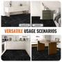 Self Adhesive Vinyl Floor Tiles 12 x 12 inch, 50 Tiles 1.5mm Thick Peel & Stick, Black Marble Texture DIY Flooring for Kitchen, 