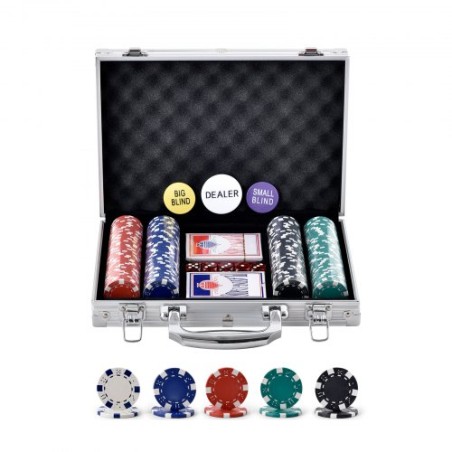 Poker Chip Set, 200-Piece Poker Set, Complete Poker Playing Game Set with Aluminum Carrying  Case, 11.5 Gram Casino Chips,