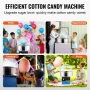 Electric Cotton Candy Machine, 1000W Candy Floss Maker, Commercial Cotton Candy Machine with Cover, Stainless Steel Bowl, Sugar 