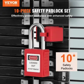 Lockout Tagout Locks Set, 10 pcs Red Safety Lockout hængelåser, med 2 nøgler pr. Lås, OSHA -kompatible lockout -låse, lås ud tag