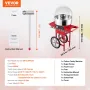 Electric Cotton Candy Machine with Cart, 1000W Commercial Candy Floss Maker with Cover, Stainless Steel Bowl, Sugar Scoop and Dr
