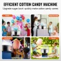 Electric Cotton Candy Machine, 1000W Candy Floss Maker, Commercial Cotton Candy Machine with Cover, Stainless Steel Bowl, and Su
